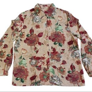 Floral Long Sleeve Light Weight Button Up Shirt
